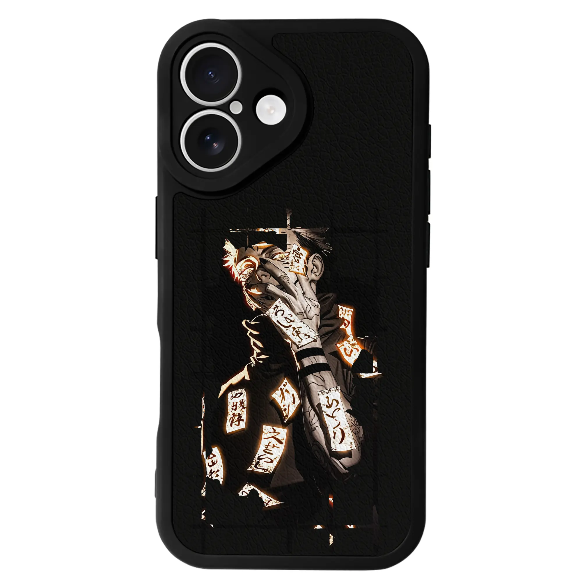 呪術廻戦 グッズ,両面宿儺 - IPhone 16シリーズ対応 ・ シリコンスマホケース ・ レザー調 ・ 高精度フィット ・ 耐衝撃 ・ ワイヤレス充電対応 ・ 精密カット